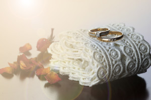 Wedding bands and lace.