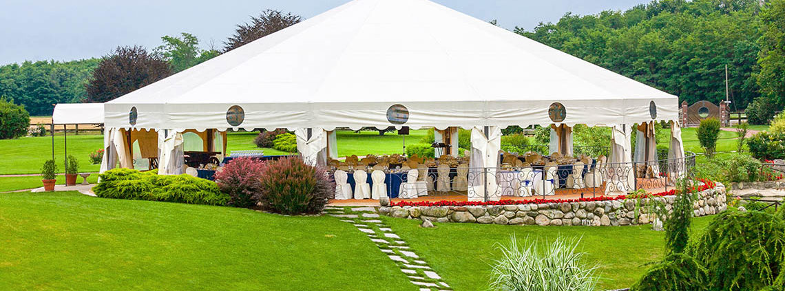 Round, Open Tent with Wedding Ceremony Seating