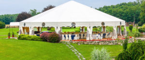 Round, Open Tent with Wedding Ceremony Seating